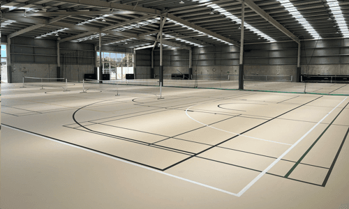 The indoor sports courts at Paetara Aspiring Central, where the eight stations are set up.